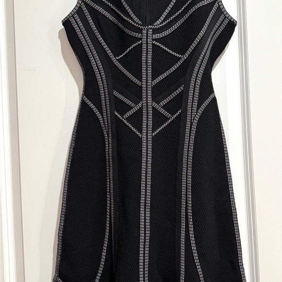 Herve Leger Black and Silver Midi Dress - Picture 4 of 6